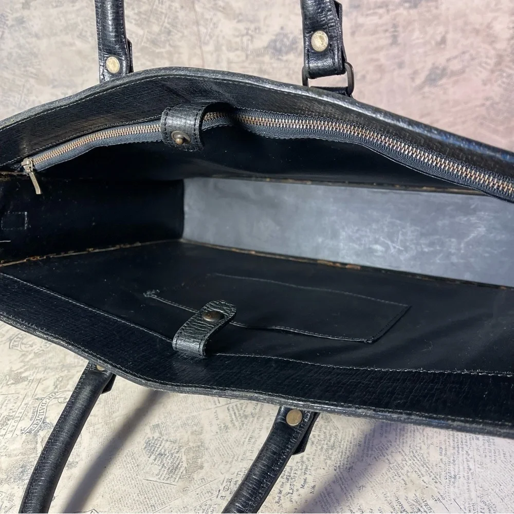 *ean Paul Gaultier 1990s Vintage Black Leather Structured Portfolio